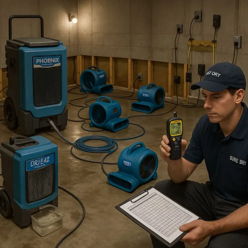 Structural Drying and Dehumidification process in Buna, TX